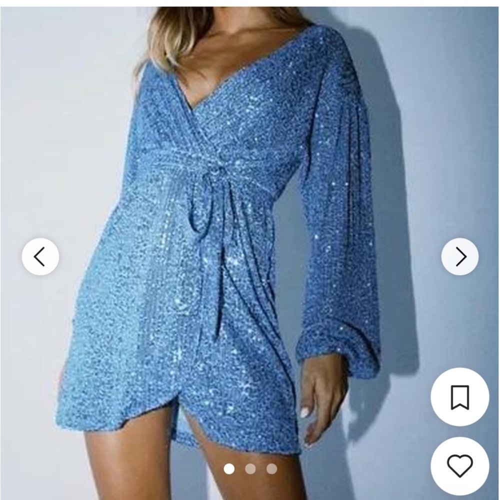 Princess Polly Dancing Queen Blue Mini Sequin Dress